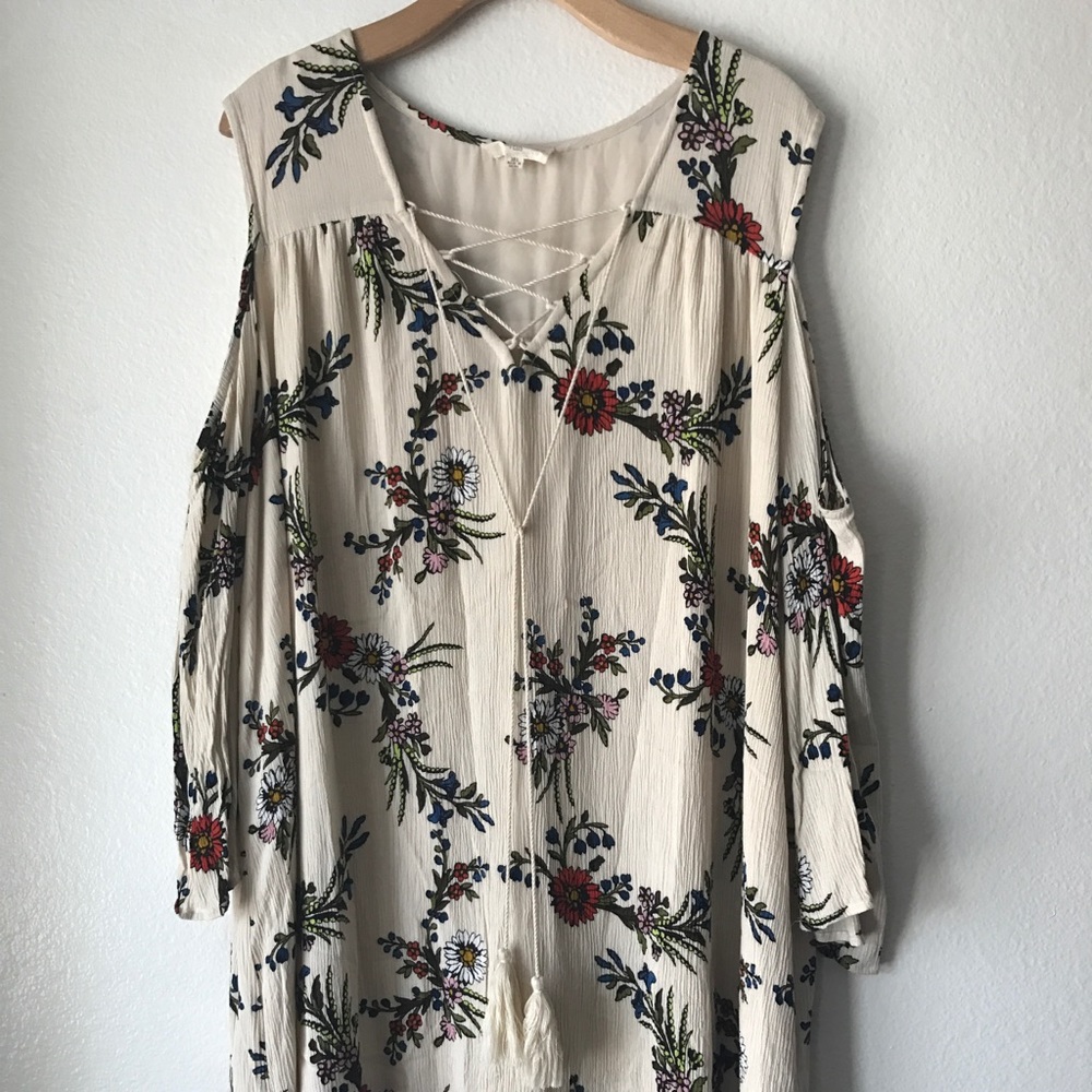 Blu Pepper Plus long sleeve floral print dress